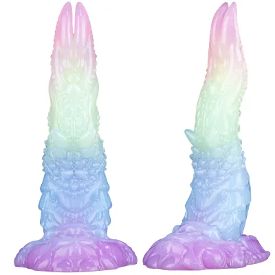 Big Monster Alien Luminous Double Headed Tongue Dildo Suction Silicone Dragon Glow Dark Dinosaur Anal Plug Soft Adult 100%