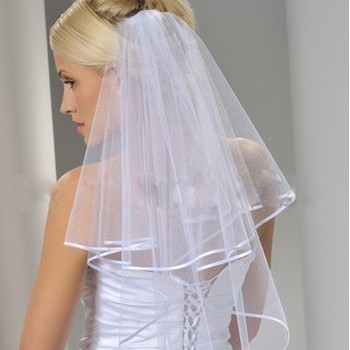 Two Tier Satin Edge Mid-Length Veil