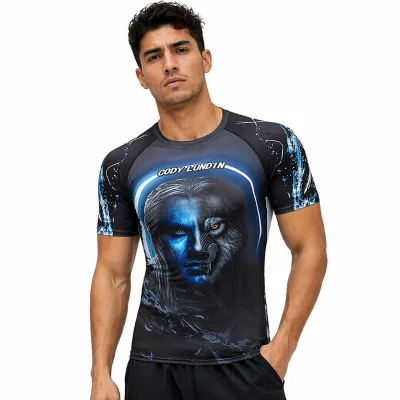 Hot Sale Wholesale 3D Sublimation Printed Men's Sportswear T Shirt Custom Logo Label Size Creative Gym Sports T Shirts for Men