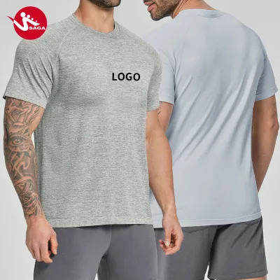 Men's Performance Athletic Top Seamless Quick Dry Breathable Moisture-Wicking Silk Screen Outdoor Sports & Training.