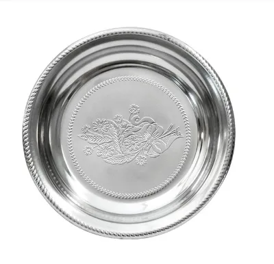 Cherry Blossom Plate of Stainless Steel Plate Stainless Steel Thai Faceplate Embossing Thai Restoring Ancient Ways Round Tray Ho