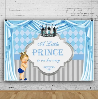 7x5t Royal Baby Shower Backdrop Little Princess Blue Bow Photography Background Royal Blue Boy Baby Shower Party Banner