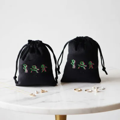 Personalized Logo Silk Soft Velvet Drawstring Jewelry Dust Pouches Velvet Barclets Bags Gift Pouches