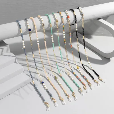 Elegant Candy Beaded Sunglasses Strap Holder Round Pattern Eyewear Retainer Chain for Kids and Adults