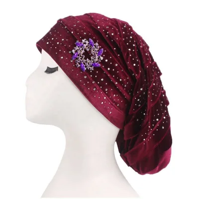 A644 Latest Design Most Popular Turbans With Pearls China Factory Stoned Turbans for Women