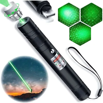 Bright Bird Black Body Light Feature Laser Pointer USB Rechargeable 303 Stars Green Pen EDC Flashlight