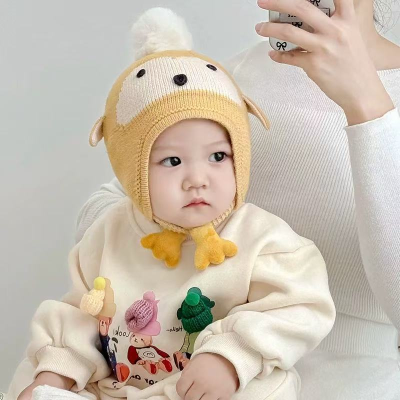 Baby Cartoon Penguin Cut Warm Knitted Pullover Hat 100% Acrylic Windproof Autumn Winter Unisex