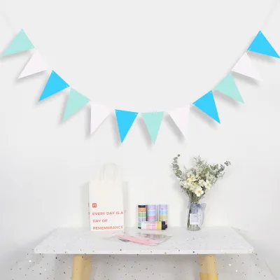 Colorful Paper Triangular Flags for Kindergarten Baby Parties Customizable Background Decoration Banner Garlands Tent