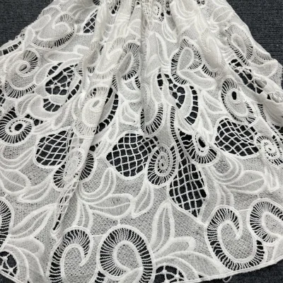 3D Lace Fabric Flower Lace Fabric Butterflies Flowers Guipure Lace Fabric White for Casual Dresses