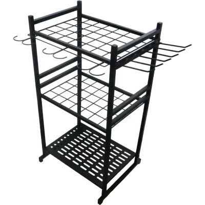 Heavy Duty Steel Multi-Function Upgraded Garden Tool Rack Black Utility Anti-Rust Balcony Storage Tool Rack