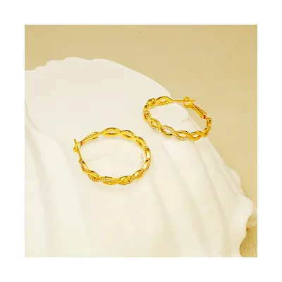In-Stock Bulk S925 Sterling Silver Micro-Inlaid Zircon Woven Twist Hoop Earrings with Diamond