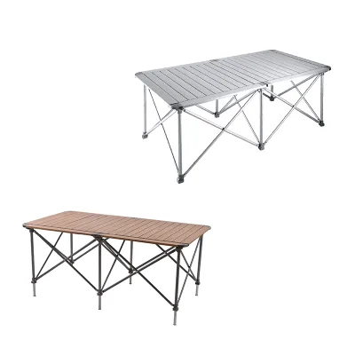 Factory Wholesale All Terrain Height Adjustable Folding Double Table Outdoor Portable Folding Double Table