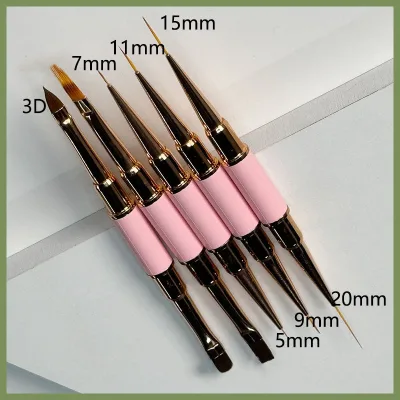 Nail Liner Brush Set Pink Double-End Striping Brushes Striping Liner Oem Nail Brush for Nail Art