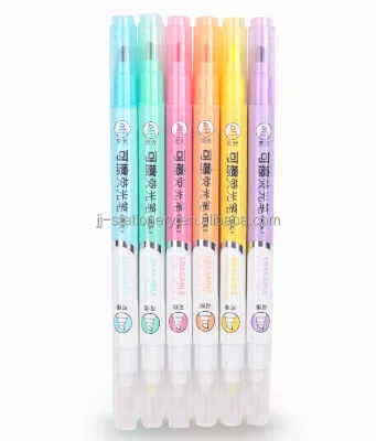 6 Color Suit Double-headed Erasable Pastel Highlighter Pen Marker