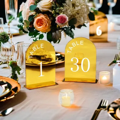 Luxury Gold Acrylic Table Numbers 5"x7" Wedding Arch Stand Modern Elegant Wedding Decoration Mirror