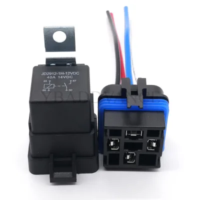 JD2912-1H-12VDC 40A 14VDC 4 Pin SPST Waterproof Relay With Socket for Car Motor Headlamps