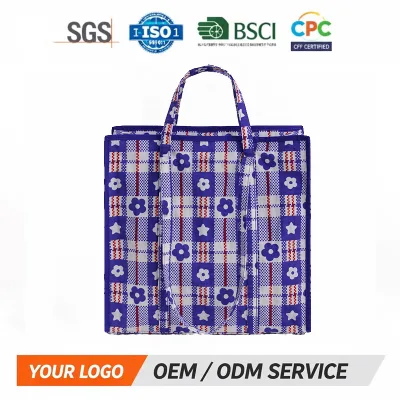 Heavy Duty Reusable Recycled Nylon Geometric Zipper Closure Medium Size Grocery Shopping Bag