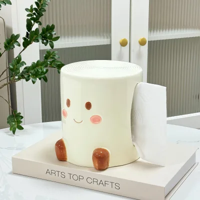 Cartoon Ceramic Roll paper holder & dispenser, Tabletop  Kitchen Countertop Decoration Tissue paper holder paper box cover