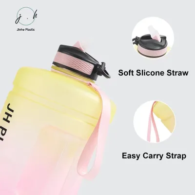 64oz Gradient Large Sports Drinkware BPA-Free and Leak-Proof 2.2L Half Gallon Capacity Plastic Bottle