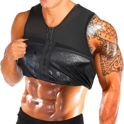 Men's Silver-coated Zippered Corset, Abdominal and Waist Shaping Sauna Exercise Sweat-inducing Suit