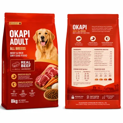 Beef Flavor Adult Dog Food Real Beef Rice Dry Dog Food All Breeds 8kg Small Pack OEM Wholesale Resealable Dog Food