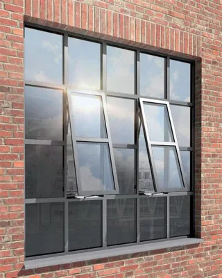 Modern Hanging Villa Chain Winder Steel Awning Window Double Glazed Glass Swing Steel Folding Rolling Vertical