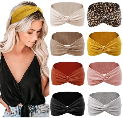 Fancy Day European American Explosion Hair Accessories Solid Color Wide-Brimmed Sports Hairband High Elasticity Yoga Hair Band