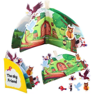 Montessori-Inspired Jungle Farm Animal Shapes Soft Fabric Busy Book Baby Educational Cognitive Toys with Crinkle Features Sets
