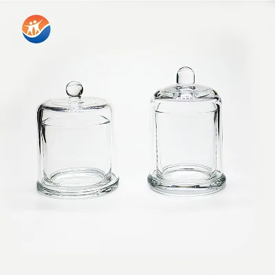 Factory Supply Handmade Customized Glass Candlestick Holder with Glass Cover Made in China