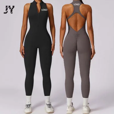 JoyYoung New Product Selling U-Shaped Hollow Back Curved Structured Lines Girls Bodysuit Women's Jumpsuit Playsuits