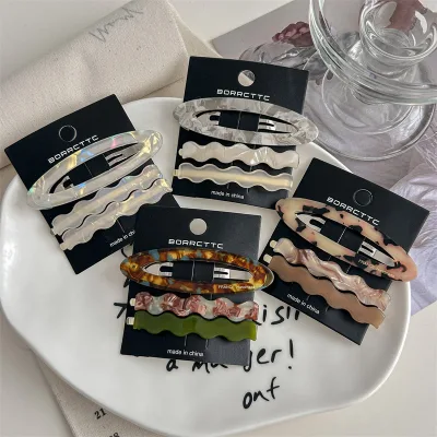 3-piece Sweet Acetate Handmade Hair Clip Side Clip Bangs/stray-hair Clip Women 2025 New Style Instagram-inspired Forehead Clip