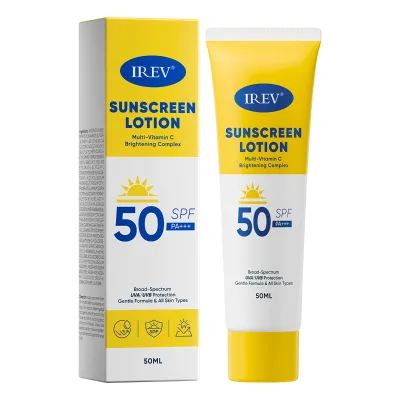 GMP & ISO22716 Certified Custom SPF50 UVA/UVB Protection Korean Skin Care OEM Factory IREV Sunscreen Lotion