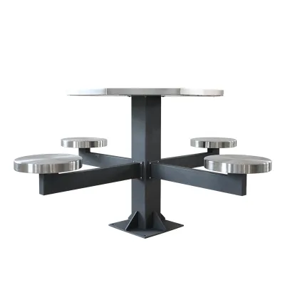 Made in China Stainless Steel 304 Table Tamper-proof Stainless Steel Dining Tables and Chairs Design