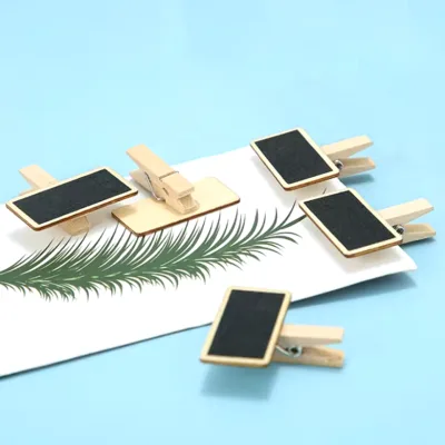 Wooden Writing Board Mini Blackboard Clips Mini Wooden Blackboard Erasable Memo Rectangle Wooden Mini Clips Chalkboard Tag Signs