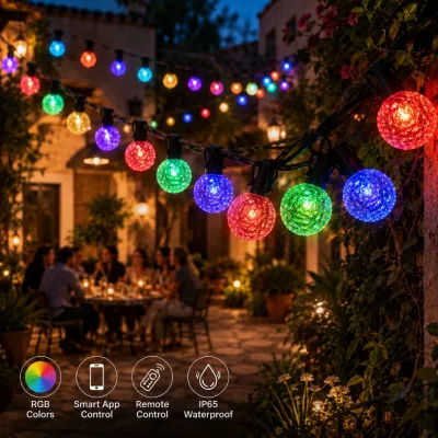 IP65 LED String Lights Outdoor Waterproof with G40 Bistro Lights for Deck Gazebo Wedding Party Decoration Set Kit Use