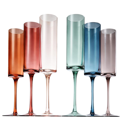 Square champagne Flutes With Multi Color Modern Colored Champagne Glasses Gifts for Weddings Anniversaries