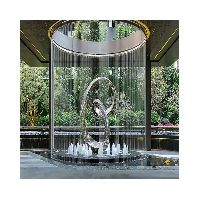 Custom RGB Fiber Optic Water Curtain 304 Stainless Steel Luminous Fiber Waterfall Wall for Mall Hotel Landscape Fountain
