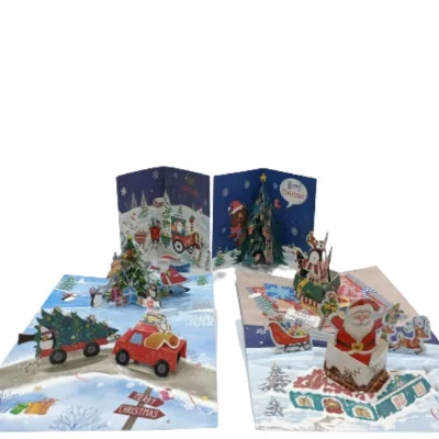 Christmas Series Creative Christmas Greeting Card Pop-up Card Holder Custom Business Birthday Gift Cards DIY
