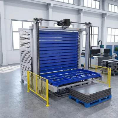 Automatic Vertical Foldable Steel Warehouse Rack Storage System for Laser Cutting Machine