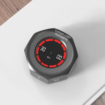 Magnetic Smart Kitchen Timer Modern LED Display Hexagon Visual Flip Timer Kids Time Management Device for Study Cooking Plastic