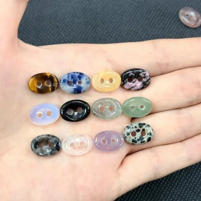 Polished Natural Stone Crystal Rice-Grain-Shaped Two-Hole Pig-Nose Buckle New Chinese-Style Hanfu Accessory Sweater Button