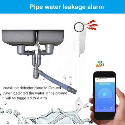 Smart WiFi Water Leak Sensor Flood Detector Overflow Alarm