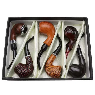 Manufacturer Direct Sale Modern Resin Tobacco Pipe Set Free Type Six-Piece Mirror Frosted Multi-Function Portable Wholesale