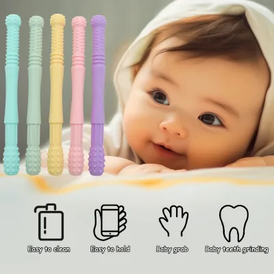 Easy to Clean Teething Straws Sticks Hollow Teething Tubes for Toddlers Nontoxic Silicone Baby Teethers