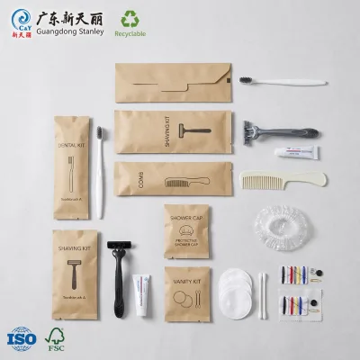 Sustainable Materials Hotel Amenities Kraft Paper Pouch High Barrier Three Side Seal Pouch for Skincare