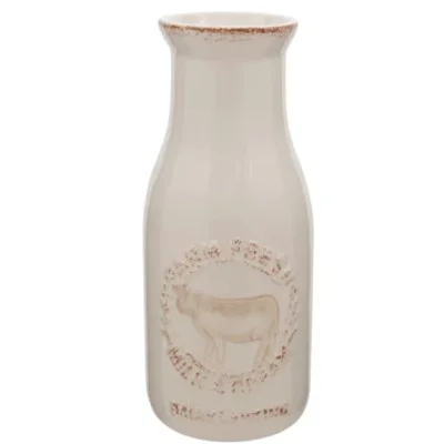 White Ceramic Farm Fresh Milk Bottle for Floral Home Farmhouse Decor