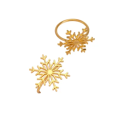 Christmas Snowflake Napkin Rings Gold Napkin Buckle Table Decorations for Festival Parties Modern Napkin Holder