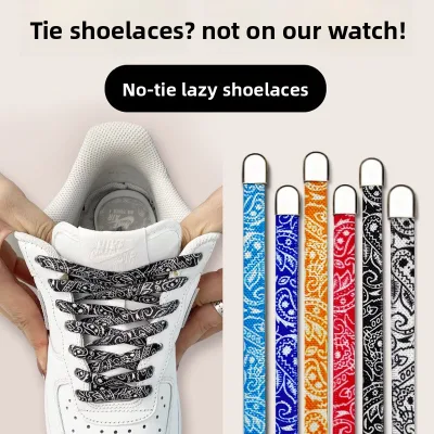 Cashew Flower Lazy for Buckle No-Tie Elastic Stretch Flat Laces 8mm for Men Women Children-Stay Tied Tying Sports Casual