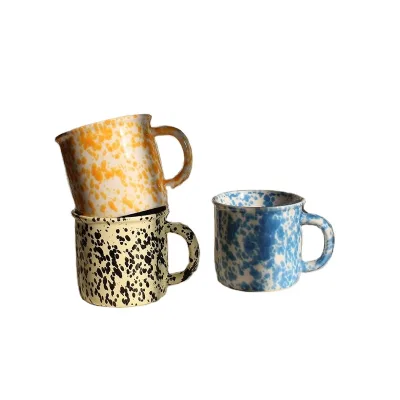 Camping Coffee Mug Custom Pattern logo with Handle for Birthday Party Gifts Small Metal Enamel Cups