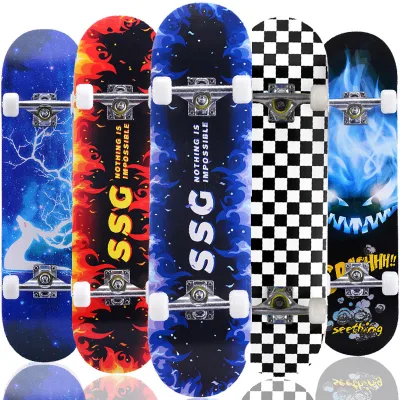 31-inch Professional Street-skating Maple Wood Four-wheel Skateboard Babies Double-kick Concave Deck Skateboard Jinhua Zhejiang